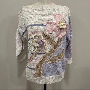BONNIE and BILL Vintage Knit Sweater Top Linen Blend Pastel Size Medium New